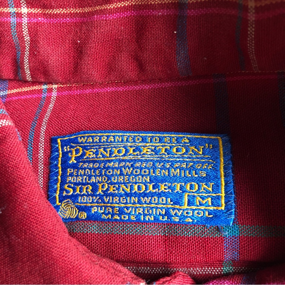 Pendleton Virgin Wool Button Down Shirt Red Size … - image 4